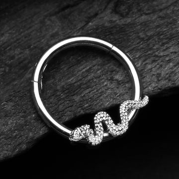 Detail View 1 of Snake Swiggle Clicker Hoop Ring